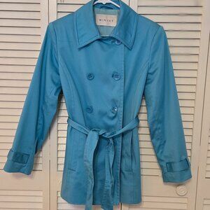 Short Trench Coat - Teal Blue - Size 8 Petite US/10 Petite UK